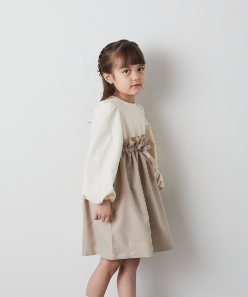 「riziere」 「KIDS」長袖ワンピース 90 ベージュ キッズ_画像7