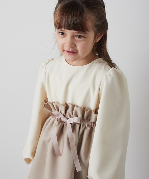 「riziere」 「KIDS」長袖ワンピース 90 ベージュ キッズ_画像9