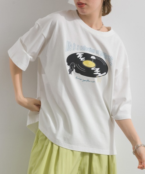 le colis（ルコリ） tシャツ 半袖 ドライタッチ 天竺 レコード