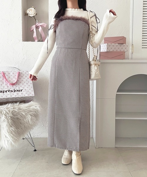 「apres jour」 キャミソールワンピース X-LARGE ブラック レディース_画像4