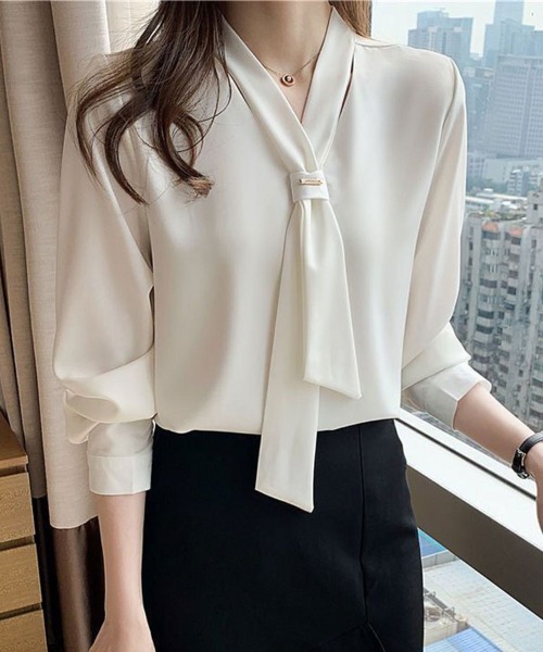 「SallyLunn」 長袖ブラウス MEDIUM ホワイト レディース_画像5