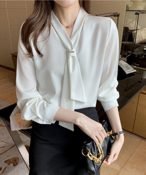 「SallyLunn」 長袖ブラウス MEDIUM ホワイト レディース_画像8