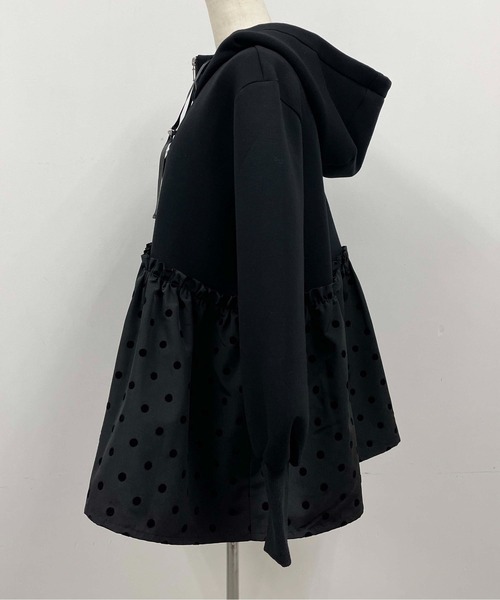 「PICCIN PERLA」 ジップアップパーカー M ブラック レディース_画像3