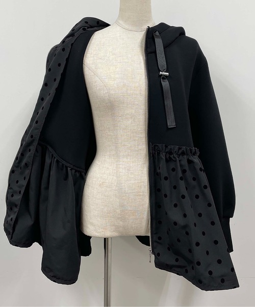 「PICCIN PERLA」 ジップアップパーカー M ブラック レディース_画像8