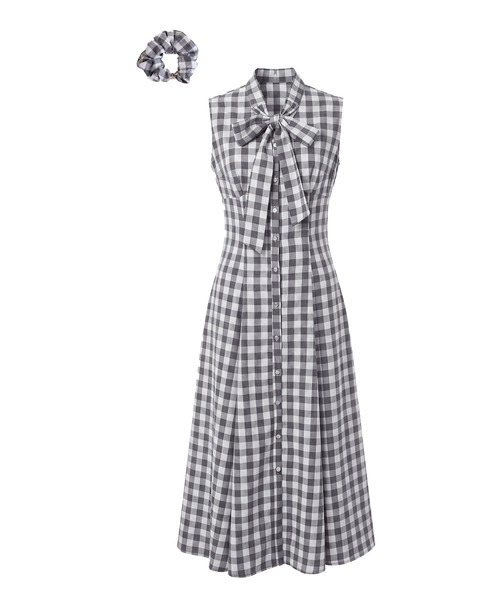 Rose Muse（ロゼミューズ） ワンピース Gingham ribbon dress with