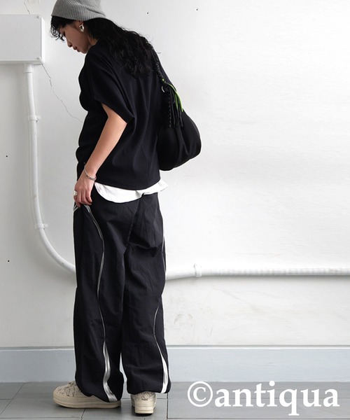 「antiqua」 イージーパンツ ONESIZE ブラック レディース_画像4