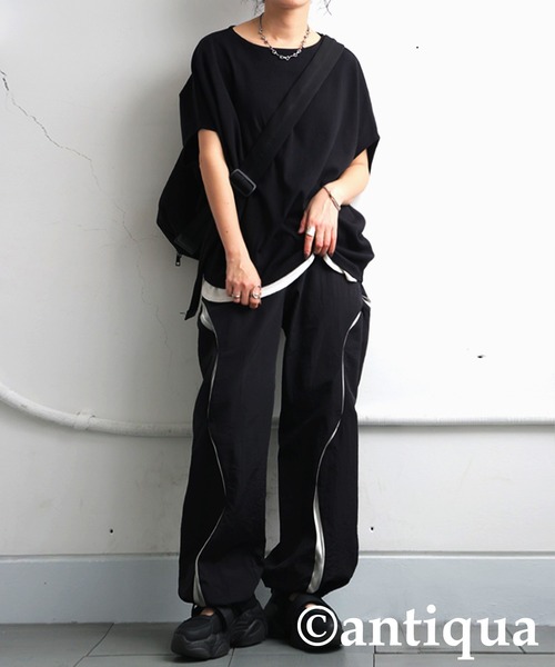 「antiqua」 イージーパンツ ONESIZE ブラック レディース_画像5