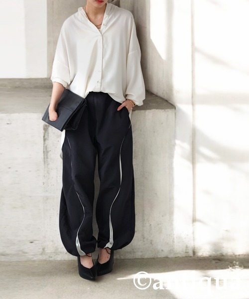「antiqua」 イージーパンツ ONESIZE ブラック レディース_画像7