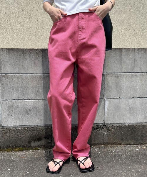 ジーンズ デニム デニムパンツ カラーツイルテーパードパンツ