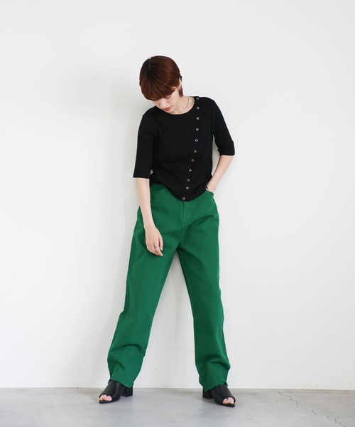 ジーンズ デニム デニムパンツ カラーツイルテーパードパンツ