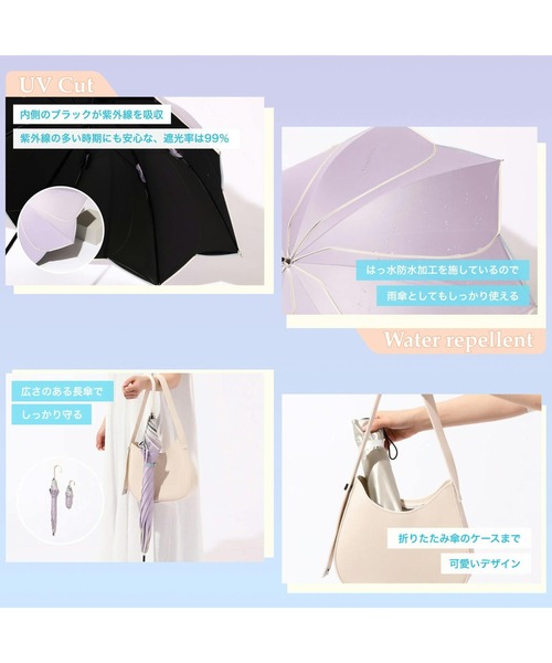 新品未使用✨ サンバリア　SUNBARRIER バイカラー　折りたたみ　日傘 ポーチ付きバイカラーロゴ折りたたみ日傘/晴雨兼用/完全遮光/UV