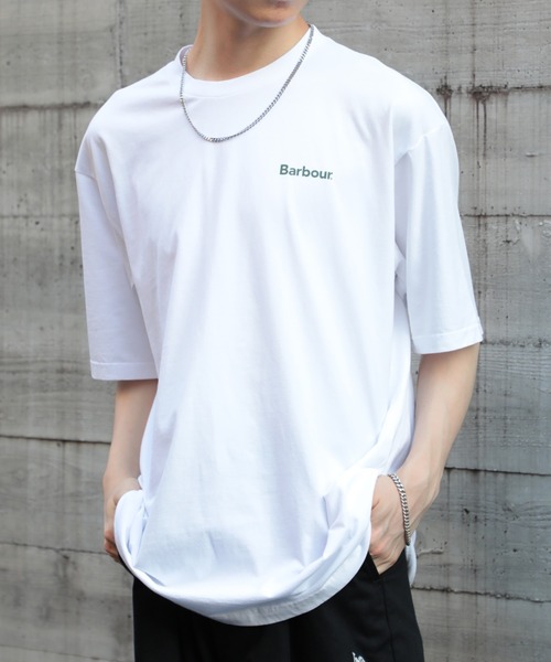 BARBOUR ロコフリントTシャツ MTS0502MTS WH11 Barbour tシャツ 「Barbour」ブランドロゴTシャツ231MTSG004