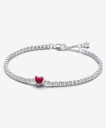 PANDORA ブレスレット レッド スパークリング ハート テニス