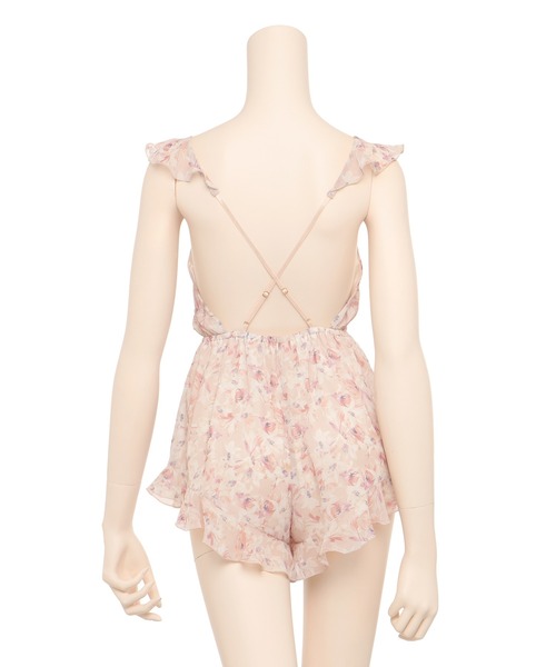 RAVIJOUR パジャマ ルームウェア シルキーフリル ロンパース レディース RAVIJOUR パジャマ ルームウェア シルキーフリル ロンパース