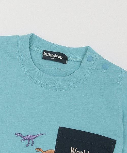 kladskap tシャツ 恐竜刺しゅうポケット半袖Tシャツ キッズ 子供