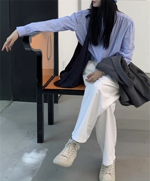 FREE STYLISTS ブラウス シャツ バンドカラーシャツ レディース