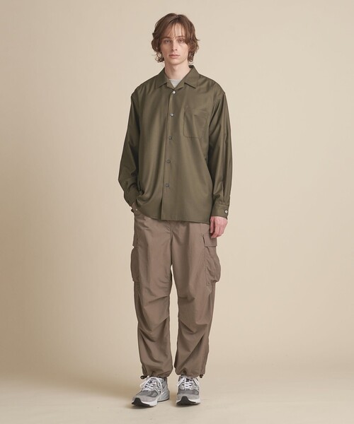 UNITED ARROWS & SONS ノーカラーセット アップ UNITED ARROWS シャツ 「ZOZO限定」ドレープ オープンカラー
