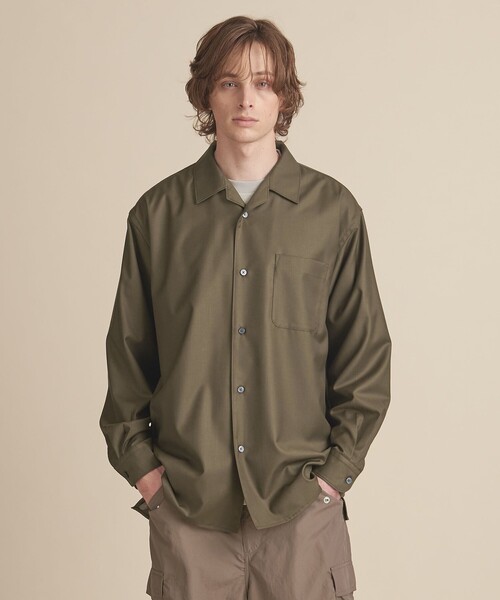 ユナイテッドアローズ アンド　サンズ　オープンカラーシャツジャケット　ブラック UNITED ARROWS & SONS（ユナイテッドアローズアンドサンズ）の