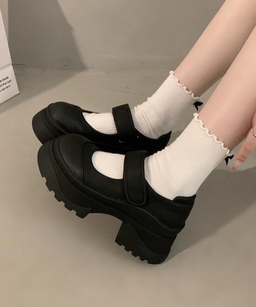 evelyn メリージェーン厚底パンプス エブリン Lサイズ 黒 evelyn♡エブリン bubblesメリージェーン 厚底ローファー M