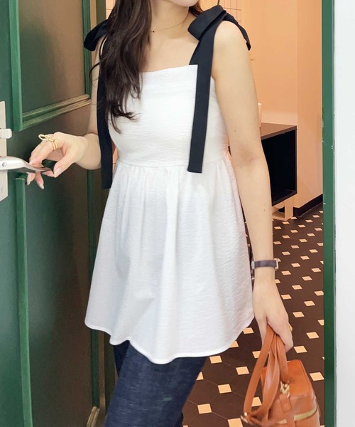 nelliy. キャミソール バイカラーぽこぽこリボンビスチェ : ZOZOTOWN