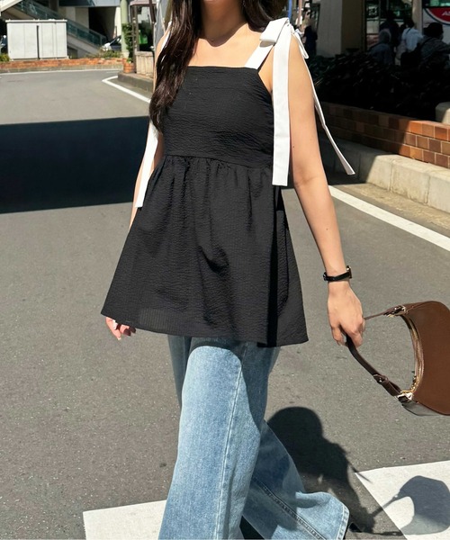 nelliy. キャミソール バイカラーぽこぽこリボンビスチェ : ZOZOTOWN