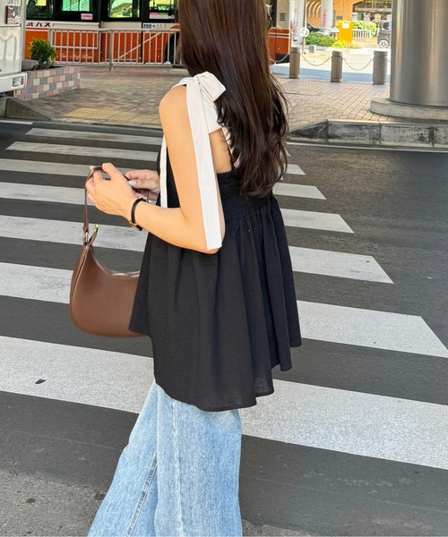 nelliy. キャミソール バイカラーぽこぽこリボンビスチェ : ZOZOTOWN