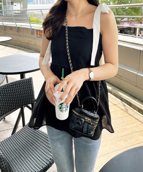 nelliy. キャミソール バイカラーぽこぽこリボンビスチェ : ZOZOTOWN