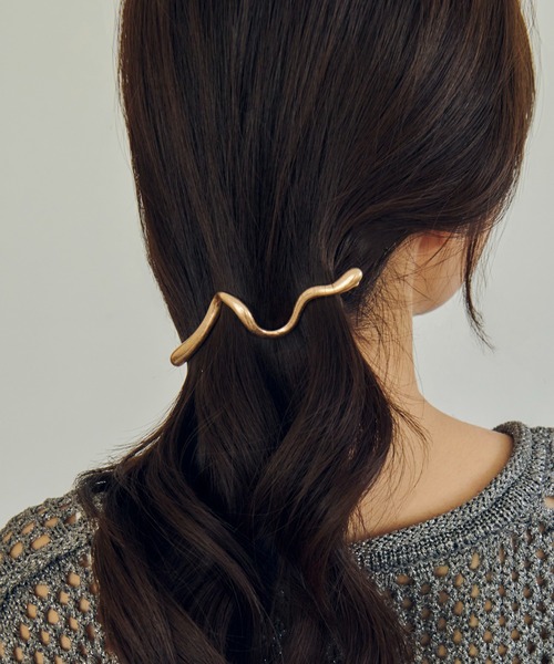 GOLDY（ゴールディ） ヘアクリップ ワイド ウェーブ メタル バレッタ