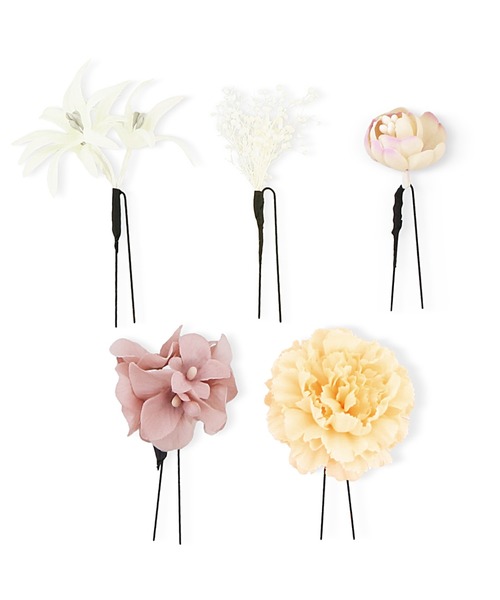 KIMONOMACHI ヘアピン お花髪飾り5点セット 日本製 ヘア