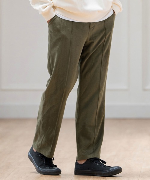 パンツ mp12605-スエードライク-センタープリーツパンツ メンズ