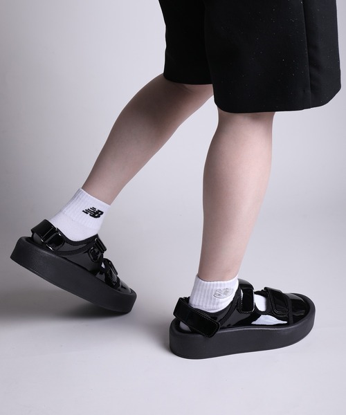 shoes365 サンダル 「shoes365」三本マジックテープ厚底サンダル