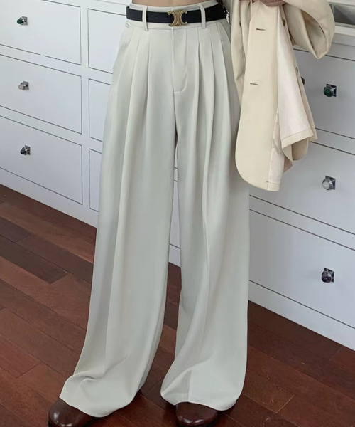 Ada. スラックス パンツ スリータック ハイウエスト ワイド スラックス