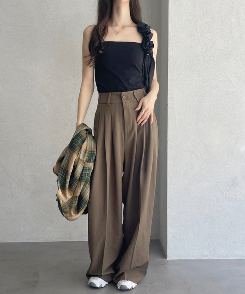 Ada. スラックス パンツ スリータック ハイウエスト ワイド スラックス