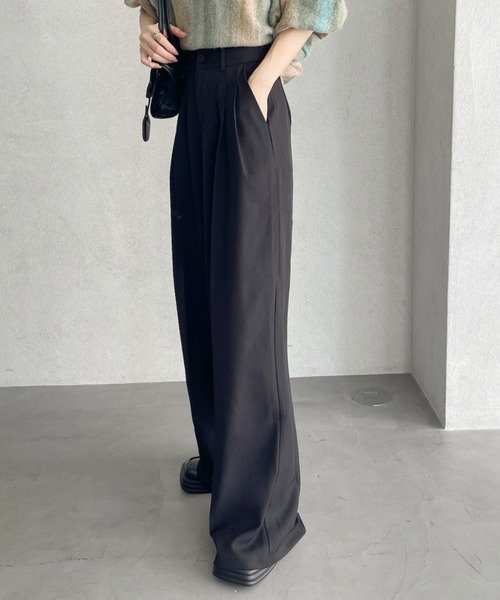 Ada. スラックス パンツ スリータック ハイウエスト ワイド スラックス