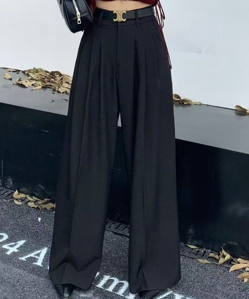 Ada. スラックス パンツ スリータック ハイウエスト ワイド スラックス