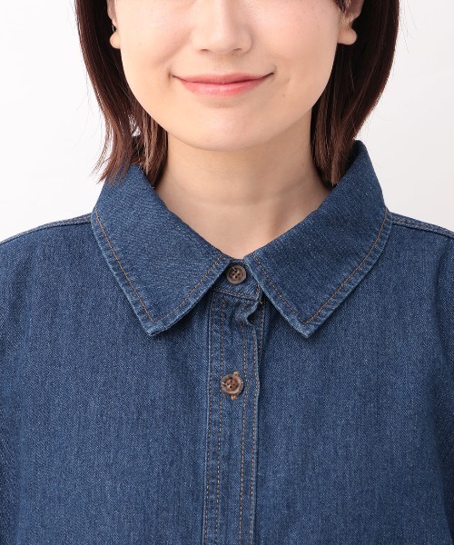 ブラウス シャツ デニムチュニックシャツ「大きいサイズ」 レディース チチカカ ブラウス シャツ デニムチュニックシャツ「大きい
