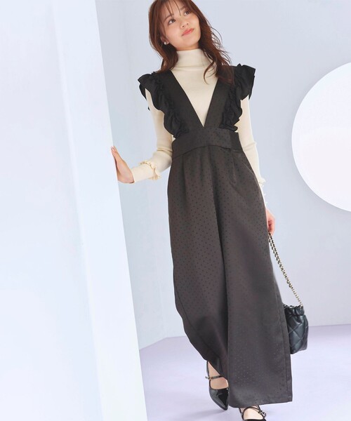【新品】Feroux フリルショルダーサロペット 洗える】フリルショルダー サロペット / Feroux | ファッション