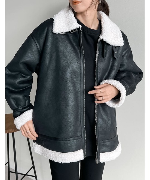 Re:EDIT（リエディ） ムートンコート ボアコート フェイクレザー