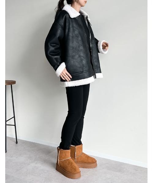 Re:EDIT（リエディ） ムートンコート ボアコート フェイクレザー