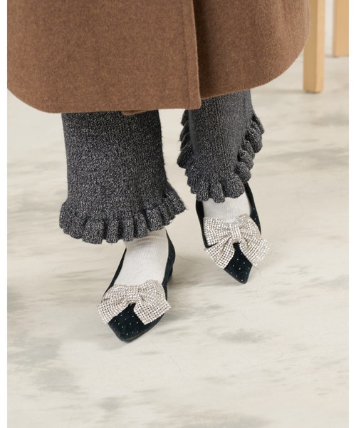 【新品／未使用】エマ フランシス ビッグリボン フラットパンプス ビッグリボン フラットパンプス （ブロンズ マイラー） -Emma