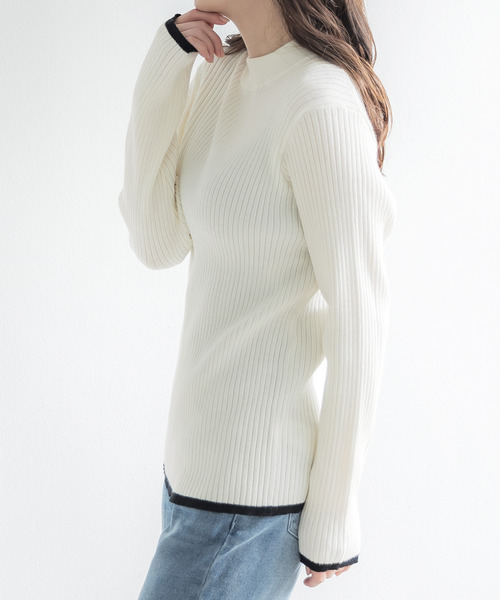 即日発送　新品　ダントン　ハイネック　ニットセーター　混紡　ホワイト 洗える】カシミヤブレンド ハイネック ニット （ニット・セーター