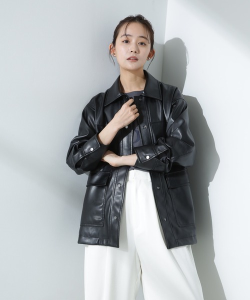 NANO universe（ナノ・ユニバース） ブルゾン アウター フェイクレザー