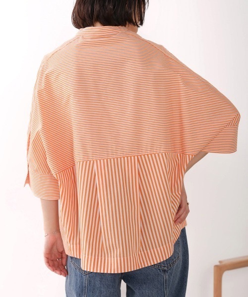 ブージュルード Bou Jeloud ストライプブロックシャツTU （OFFWHITE） ブージュルード Bou Jeloud ストライプブロックシャツTU