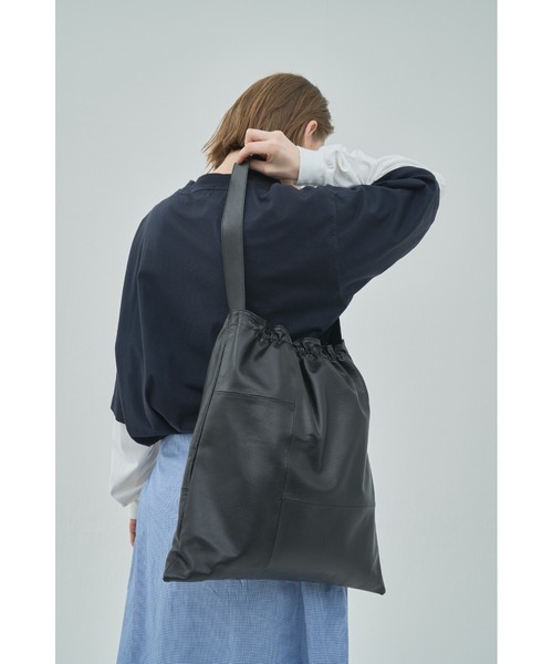 U 遊 トートバッグ 「U/遊」ゴートレザーギャザーTOTEBAG /山羊革 /本