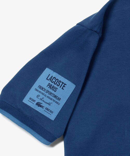 ラコステ　LACOSTE 半袖ポロシャツ　スリーブネームパッチ鹿の子ポロ LACOSTE（ラコステ） ポロシャツ スリーブネームパッチ 配色ライン