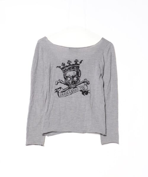 「ZADIG&VOLTAIRE」 Vネックニット 1 グレー レディース_画像2
