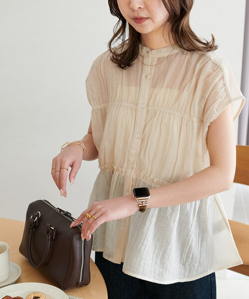 CHIGNON メッシュフーディチュニックシャツ CHIGNON メッシュフーディーチュニックシャツ（シャツ/ブラウス