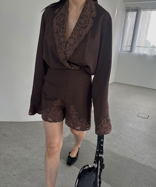 Ameri（アメリ） ワイドパンツ パンツ MEDI LACE EMBROIDERY SHORT