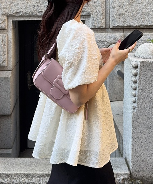 JUNOAH（ジュノア） ブラウス シャツ ふくれジャガードバックリボン