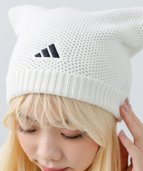 アディダス ニットキャップ スクエア ニット帽 猫耳 レディース adidas アディダス ニットキャップ スクエア ニット帽 猫耳